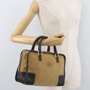LOEWE Anagram Hand Bag Suede Beige Gold Auth BA12513A-22