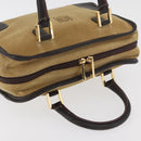 LOEWE Anagram Hand Bag Suede Beige Gold Auth BA12513A-6