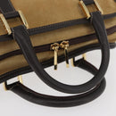 LOEWE Anagram Hand Bag Suede Beige Gold Auth BA12513A-7