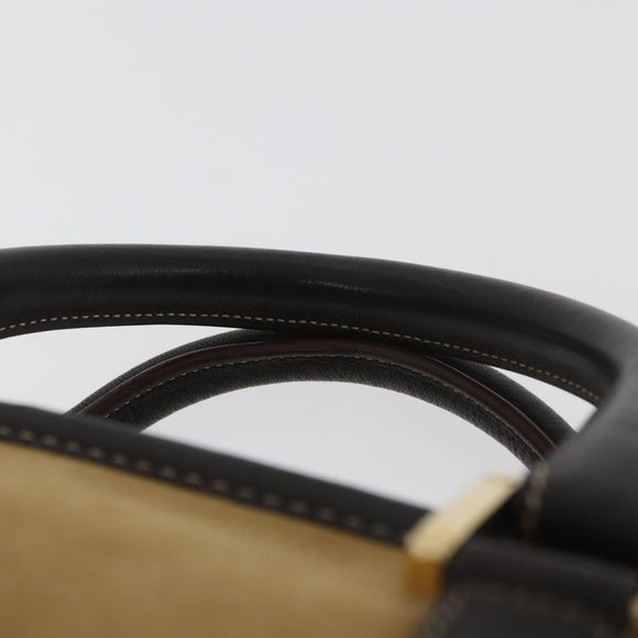 LOEWE Anagram Hand Bag Suede Beige Gold Auth BA12513A