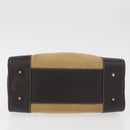 LOEWE Anagram Hand Bag Suede Beige Gold Auth BA12513A-5