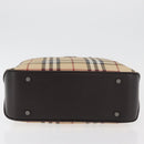 BURBERRY Nova Check Hand Bag PVC Beige Gold Auth BA12514A-10