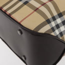 BURBERRY Nova Check Hand Bag PVC Beige Gold Auth BA12514A-12