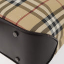 BURBERRY Nova Check Hand Bag PVC Beige Gold Auth BA12514A-14