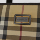 BURBERRY Nova Check Hand Bag PVC Beige Gold Auth BA12514A-15