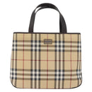 BURBERRY Nova Check Hand Bag PVC Beige Gold Auth BA12514A-2