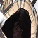 BURBERRY Nova Check Hand Bag PVC Beige Gold Auth BA12514A-21