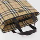 BURBERRY Nova Check Hand Bag PVC Beige Gold Auth BA12514A-7