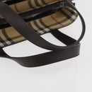 BURBERRY Nova Check Hand Bag PVC Beige Gold Auth BA12514A-8