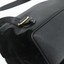 GUCCI Bamboo Backpack Suede Leather Black Gold Auth BA12515-15