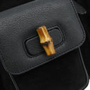 GUCCI Bamboo Backpack Suede Leather Black Gold Auth BA12515-16