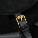 GUCCI Bamboo Backpack Suede Leather Black Gold Auth BA12515-17