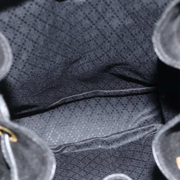 GUCCI Bamboo Backpack Suede Leather Black Gold Auth BA12515