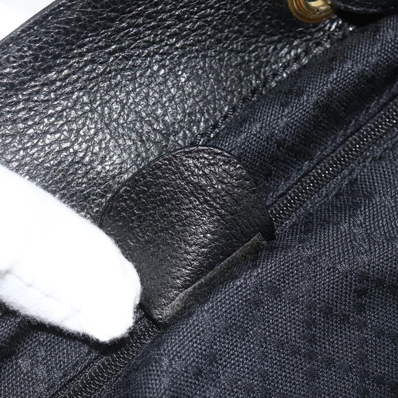 GUCCI Bamboo Backpack Suede Leather Black Gold Auth BA12515