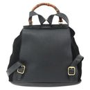 GUCCI Bamboo Backpack Suede Leather Black Gold Auth BA12515-3