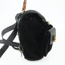 GUCCI Bamboo Backpack Suede Leather Black Gold Auth BA12515-4