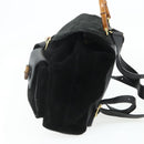 GUCCI Bamboo Backpack Suede Leather Black Gold Auth BA12515-5