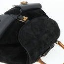 GUCCI Bamboo Backpack Suede Leather Black Gold Auth BA12515-6