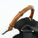 GUCCI Bamboo Backpack Suede Leather Black Gold Auth BA12515-7