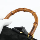 GUCCI Bamboo Backpack Suede Leather Black Gold Auth BA12515-8
