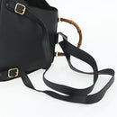 GUCCI Bamboo Backpack Suede Leather Black Gold Auth BA12515-9