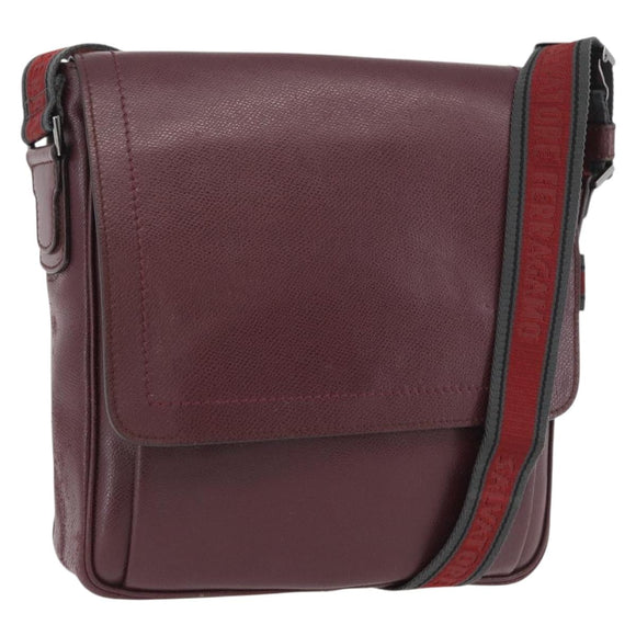 Salvatore Ferragamo Shoulder Bag Leather Bordeaux Silver Auth BA12518