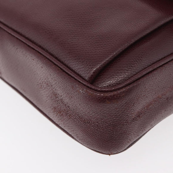 Salvatore Ferragamo Shoulder Bag Leather Bordeaux Silver Auth BA12518