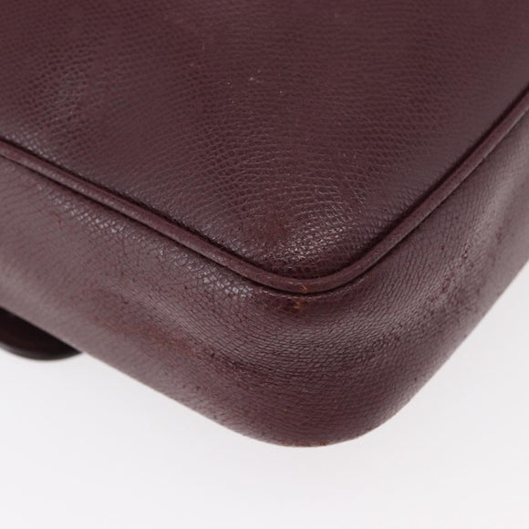 Salvatore Ferragamo Shoulder Bag Leather Bordeaux Silver Auth BA12518