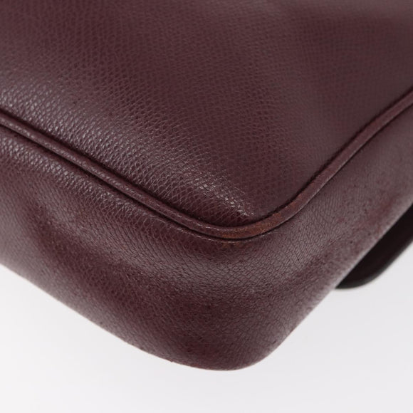 Salvatore Ferragamo Shoulder Bag Leather Bordeaux Silver Auth BA12518