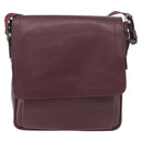 Salvatore Ferragamo Shoulder Bag Leather Bordeaux Silver Auth BA12518-2