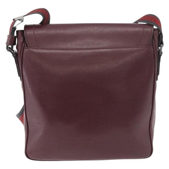 Salvatore Ferragamo Shoulder Bag Leather Bordeaux Silver Auth BA12518