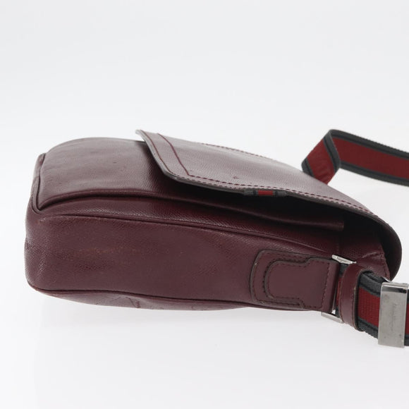 Salvatore Ferragamo Shoulder Bag Leather Bordeaux Silver Auth BA12518