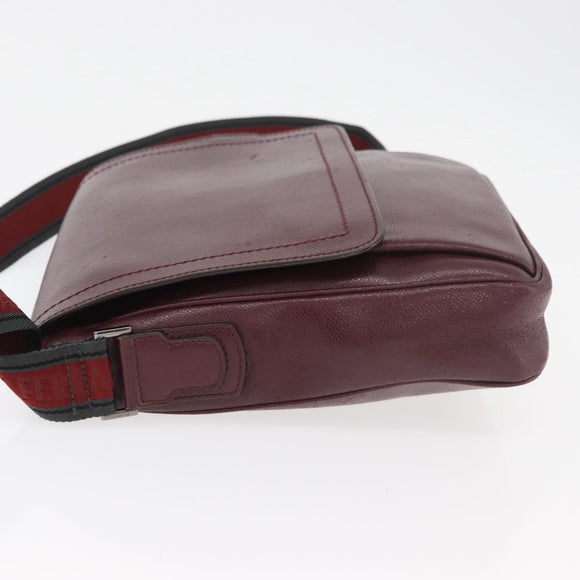 Salvatore Ferragamo Shoulder Bag Leather Bordeaux Silver Auth BA12518