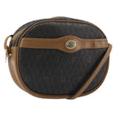 Christian Dior Honeycomb Canvas Shoulder Bag PVC Black Gold Auth BA12519-1