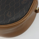 Christian Dior Honeycomb Canvas Shoulder Bag PVC Black Gold Auth BA12519-10