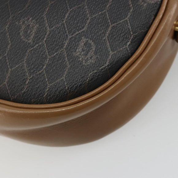 Christian Dior Honeycomb Canvas Shoulder Bag PVC Black Gold Auth BA12519