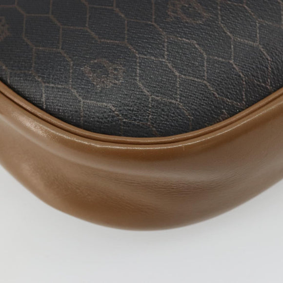 Christian Dior Honeycomb Canvas Shoulder Bag PVC Black Gold Auth BA12519