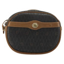 Christian Dior Honeycomb Canvas Shoulder Bag PVC Black Gold Auth BA12519-2