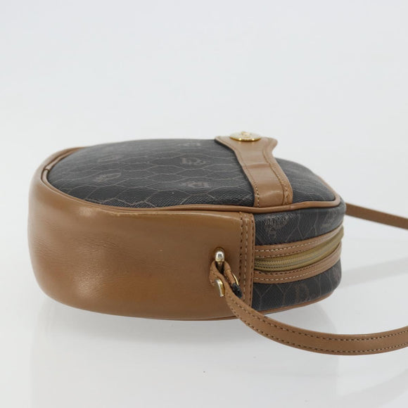 Christian Dior Honeycomb Canvas Shoulder Bag PVC Black Gold Auth BA12519
