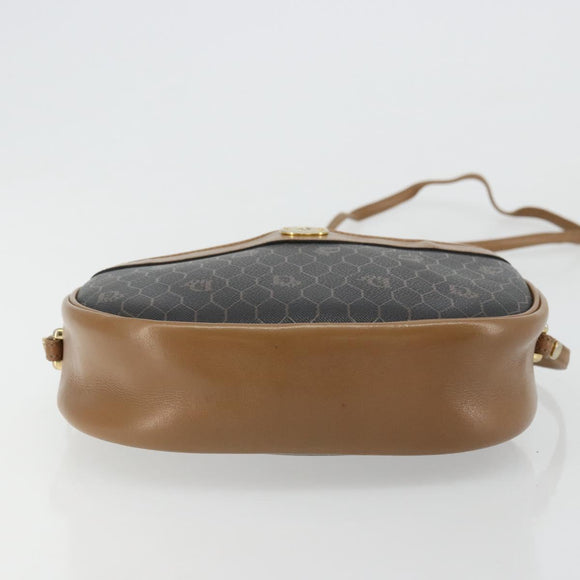 Christian Dior Honeycomb Canvas Shoulder Bag PVC Black Gold Auth BA12519