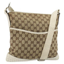 GUCCI GG Canvas Shoulder Bag Beige Silver 145857 Auth BA12521-1