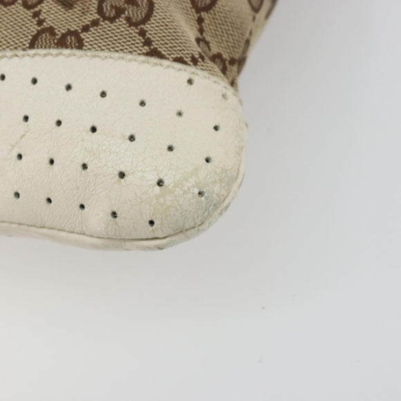 GUCCI GG Canvas Shoulder Bag Beige Silver 145857 Auth BA12521