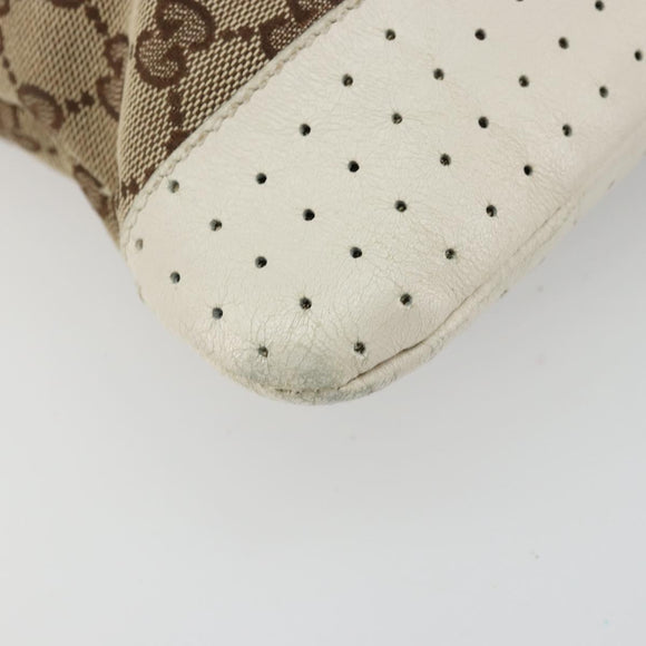 GUCCI GG Canvas Shoulder Bag Beige Silver 145857 Auth BA12521
