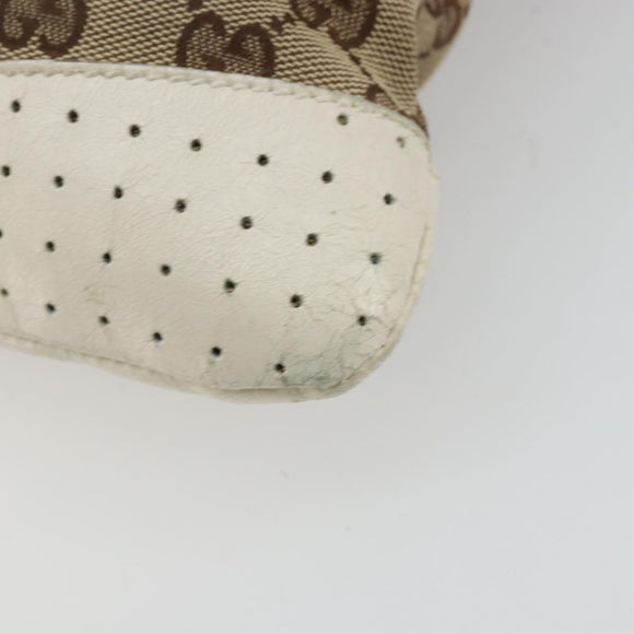 GUCCI GG Canvas Shoulder Bag Beige Silver 145857 Auth BA12521