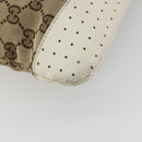 GUCCI GG Canvas Shoulder Bag Beige Silver 145857 Auth BA12521-13