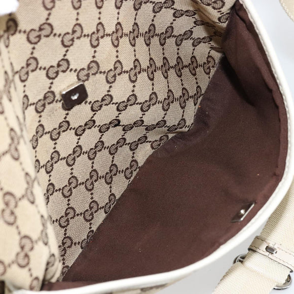 GUCCI GG Canvas Shoulder Bag Beige Silver 145857 Auth BA12521