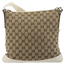 GUCCI GG Canvas Shoulder Bag Beige Silver 145857 Auth BA12521-3