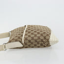 GUCCI GG Canvas Shoulder Bag Beige Silver 145857 Auth BA12521-5