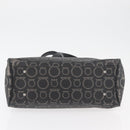 Salvatore Ferragamo Gancini Hand Bag PVC Leather Black Silver Auth BA12524-6