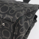 Salvatore Ferragamo Gancini Hand Bag PVC Leather Black Silver Auth BA12524-17